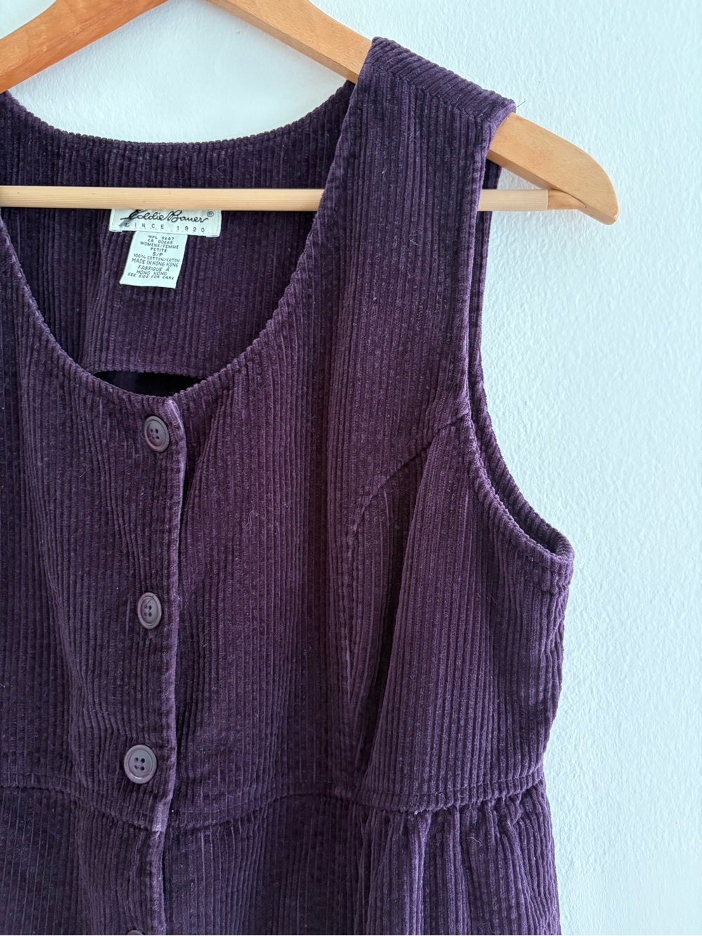 Vintage Eddie Bauer Purple Corduroy Button-Front Maxi Dress